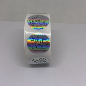 500 Pieces/roll 2.5CM Thank You For Ordering Sticker Gift Silver Label Stickers